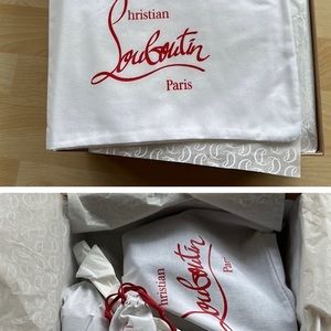 A round toe and low-cut shaft shapes this Christian Louboutin ankle.